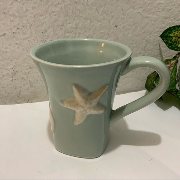 Shell Embossed 3D Starfish Coffee Mug Tea Cup Home Studio Shoreline Collection - Picture 2 of 8
